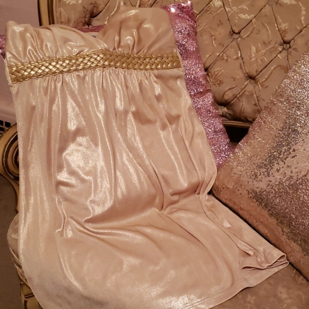 Dress casual gold shimmer spaghetti strap
